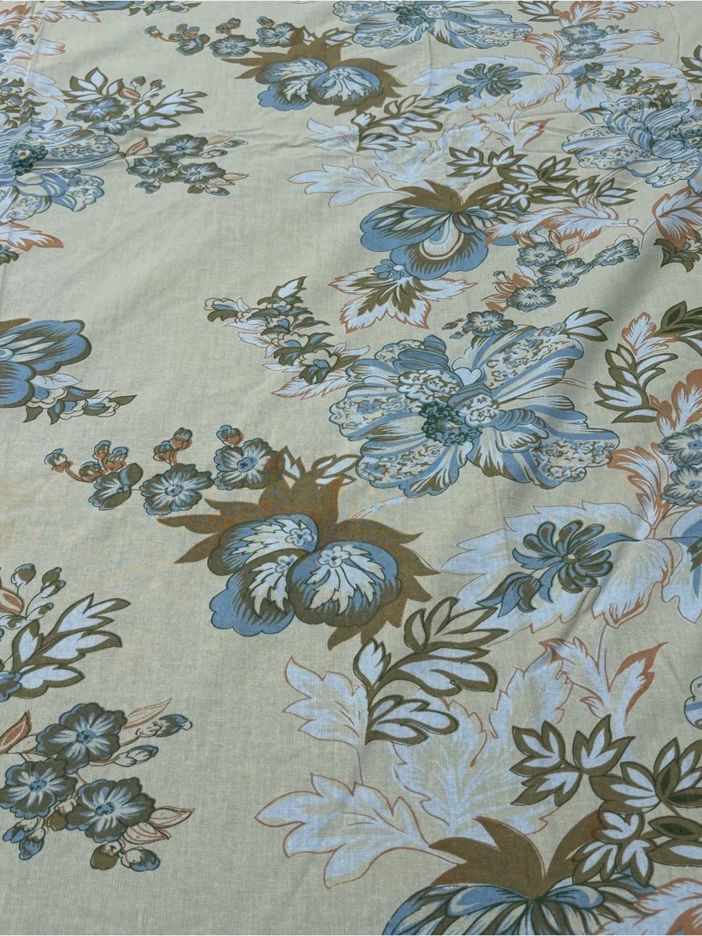 April Cornell Large Floral Tablecloth Butter Yellow Blue Sage Green 59 x 115